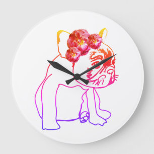 Relógio Grande Bulldog French Buldog Puppy Sweet Dog Wall Clock