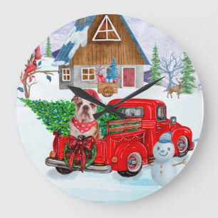 Relógio Grande Bulldog Inglês em Caminhão de Entrega de Natal na 