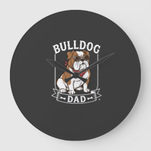 Relógio Grande Bulldog Pai Cachorro Óculos de Sol Bandana