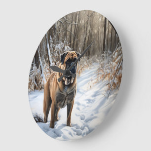 Relógio Grande Bullmastiff Deixe Nevar Natal