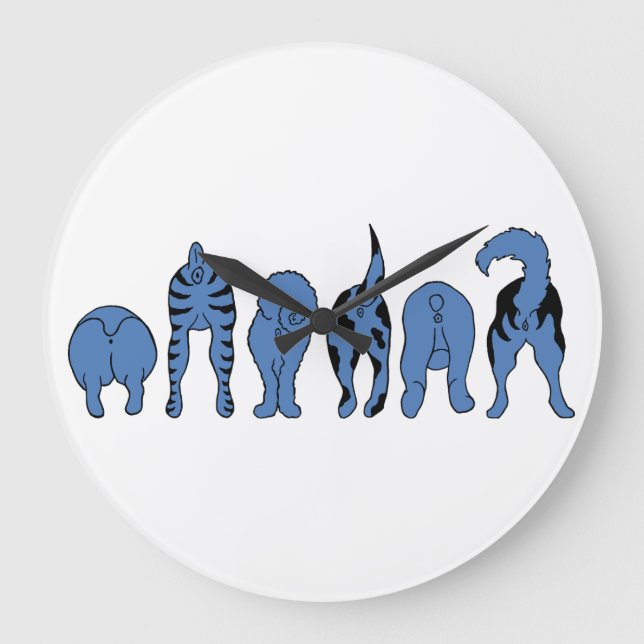 Relógio Grande Bumbuns de Cachorro Azul (Frente)