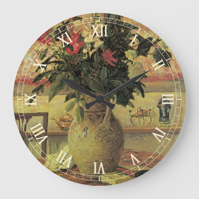 Relógio Grande Buquê de Flores na Janela por Maxine Maufra (Frente)