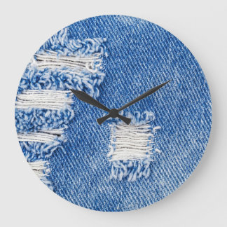 Relógio Grande Buraco, jeans de denim, textura rasgada