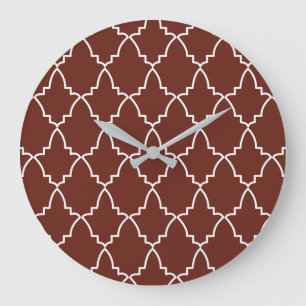 Relógio Grande Burgundy Marroquino Lattice Pattern