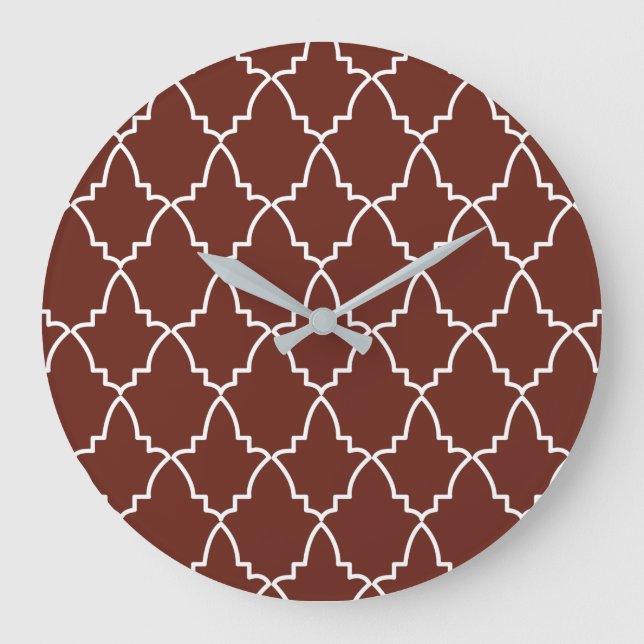 Relógio Grande Burgundy Marroquino Lattice Pattern  (Frente)