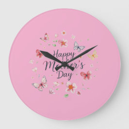 Relógio Grande Butterfly and Floral Happy Mother's Day