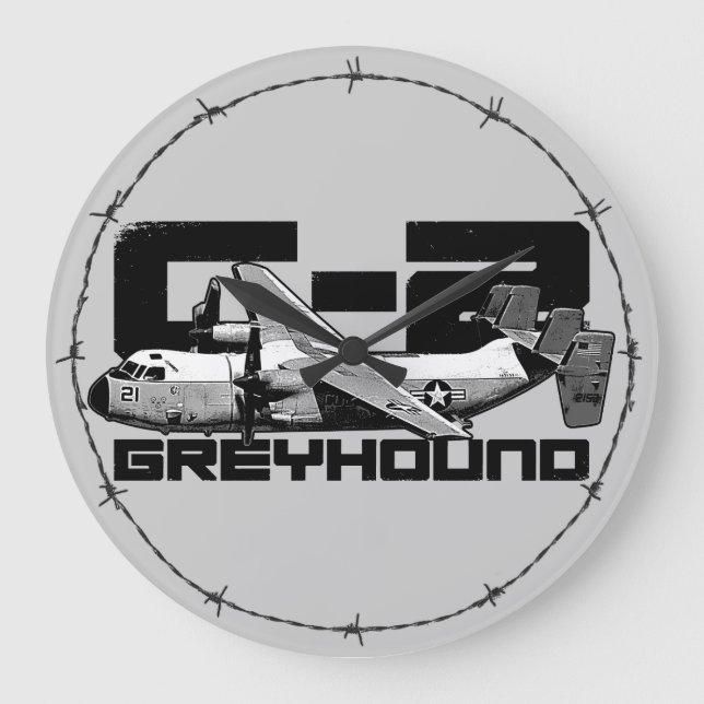 Relógio Grande C-2 Greyhound Round (Large) Wall Clock (Frente)