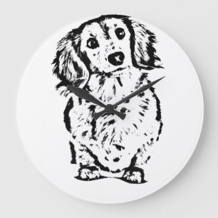 Relógio Grande Cabelo Longo Dachshund Lover Doxie Mãe Pai Cute