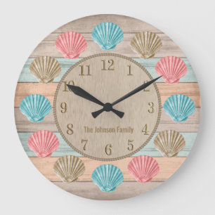 Relógio Grande Cabos de Mar Náuticos Coloridos de Madeira de Prai