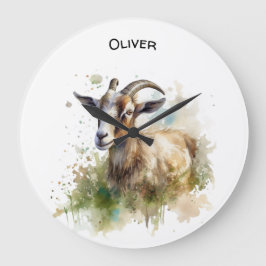 Relógio Grande Cabrito de Fazenda em Aquarela, personalizado