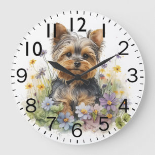 Relógio Grande Cachorro Adorável da Raça Yorkshire Terrier