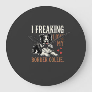 Relógio Grande Cachorro Amor Border Collie Engraçado