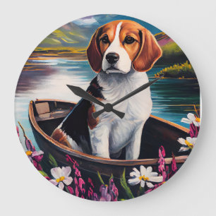 Relógio Grande Cachorro Beagle em uma Canoa: Uma Aventura Cênica