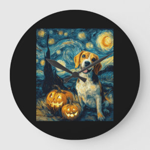 Relógio Grande Cachorro Beagle Fofo Abóbora de Halloween Jack O L