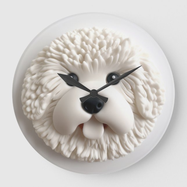 Relógio Grande Cachorro Bichon Frise Inspirado em 3D (Frente)