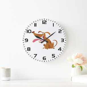 Relógio Grande Cachorro de Cartografia com Sorriso Grande e Língu