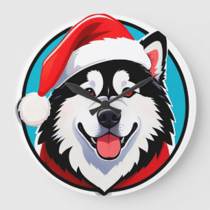 Relógio Grande Cachorro de Natal Fofo Círculo Festivo de Natal