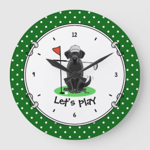 Relógio Grande Cachorro do Golf Black Labrador Retriever - Bonito