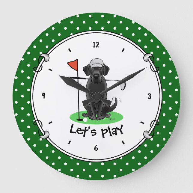 Relógio Grande Cachorro do Golf Black Labrador Retriever - Bonito (Frente)