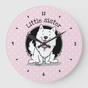 Relógio Grande Cachorro Esquimó Americano Big or Little Sister -