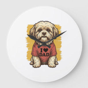 Relógio Grande Cachorro Fofo Eu Amo Papai Desenho Vetorial Antigo