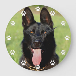 Relógio Grande Cachorro German shepherd Preto - Impressão de Pati