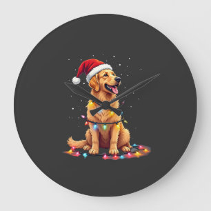 Relógio Grande Cachorro Golden Retriever Papai Noel Natal Xmas Lu