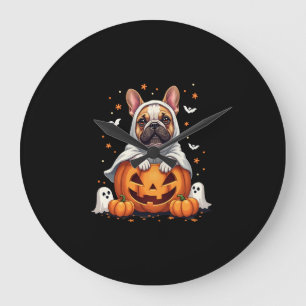 Relógio Grande Cachorro Inglês Engraçado Fantasma Boo Dia das Bru