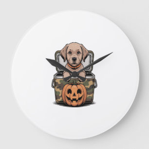 Relógio Grande Cachorro Labrador Marrom Halloween Assustador