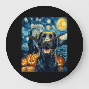 Relógio Grande Cachorro Labrador Preto Fofo Dia das Bruxas Jack O