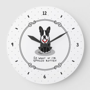 Relógio Grande Cachorro podre de Boston Terrier (preto)