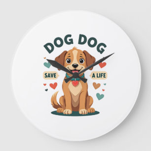Relógio Grande Cachorro Resgate Fofo Vintage Salve Uma Vida Carto