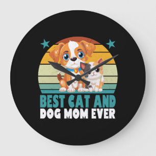 Relógio Grande Cachorro Retro Mãe Gato Mamã Furmama Gatinho