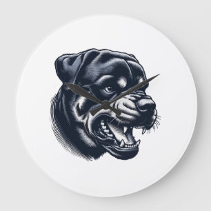Relógio Grande Cachorro Rottweiler Bravo Arte de Cachorro de Guar