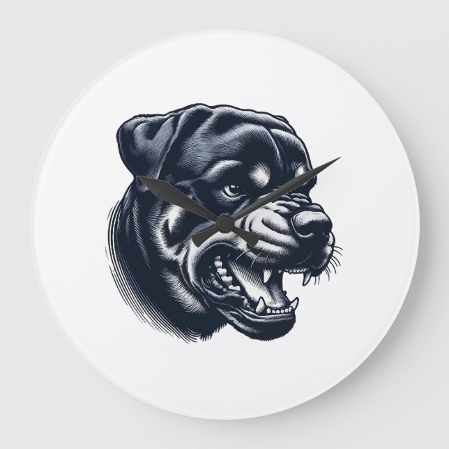 Relógio Grande Cachorro Rottweiler Bravo Arte de Cachorro de Guar (Frente)
