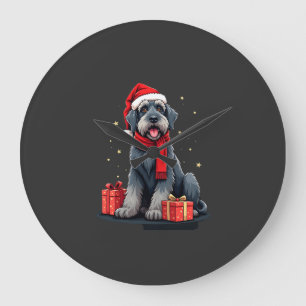 Relógio Grande Cachorro Schnauzer Gigante Festas de Natal Feriado