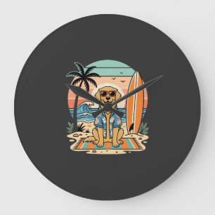 Relógio Grande Cachorro Surfista Retro Praia Verão