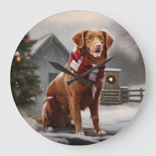 Relógio Grande Cachorro Tolling Retriever da Nova Escócia na Neve