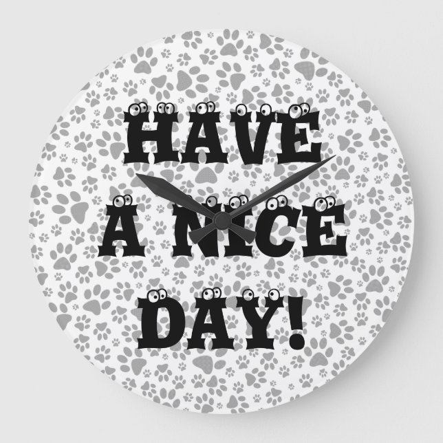 Relógio Grande Cachorros Bolinhas preta e branca grande (Frente)