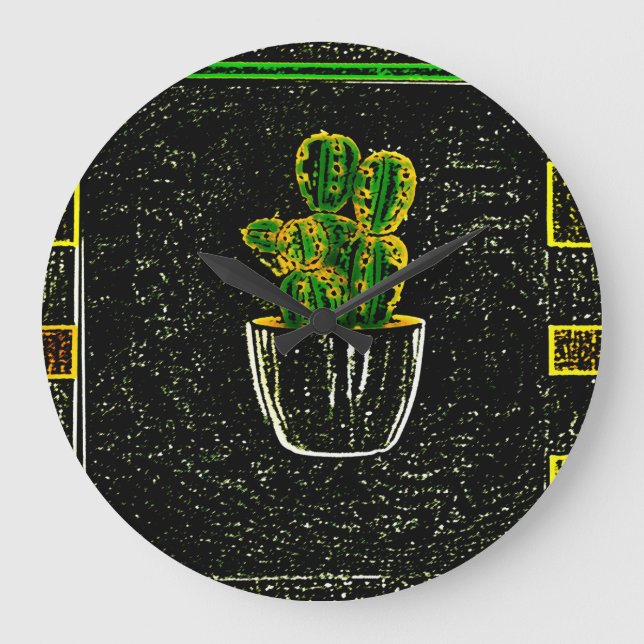 Relógio Grande Cacto desenhado (Frente)