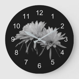 Relógio Grande Cacto preto e branco floresce