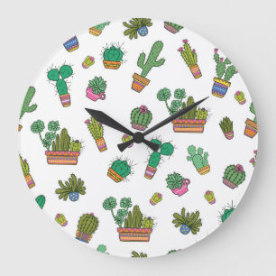 Relógio Grande Cactos de colheita: Design de padrão sem costura.