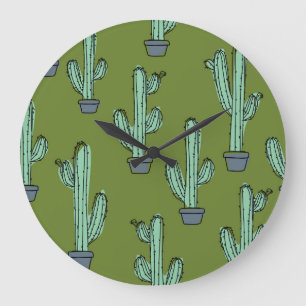 Relógio Grande Cactus na Ilustração do Pote
