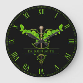 Relógio Grande Caduco Médico Holístico Alternativo Folha Verde