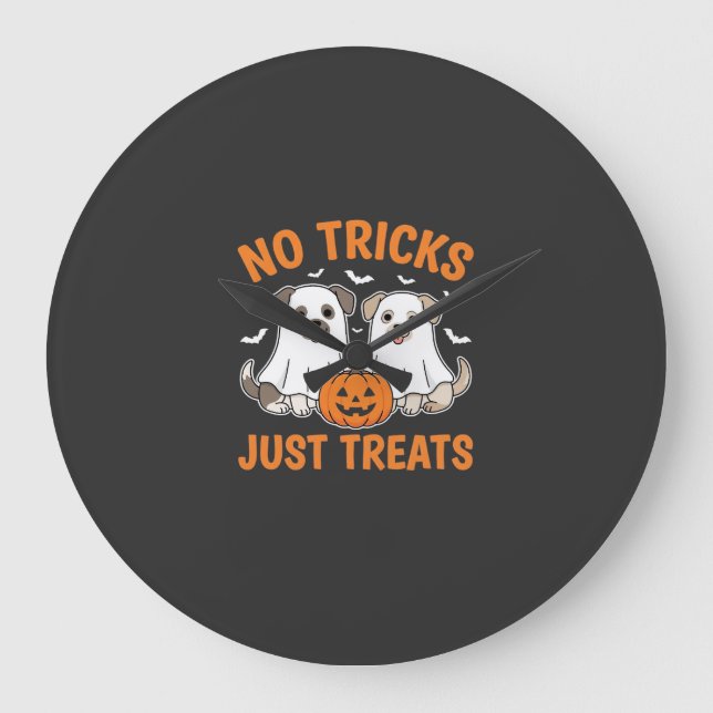 Relógio Grande Cães Fantasmas de Halloween Sem Truques Apenas Pre (Frente)