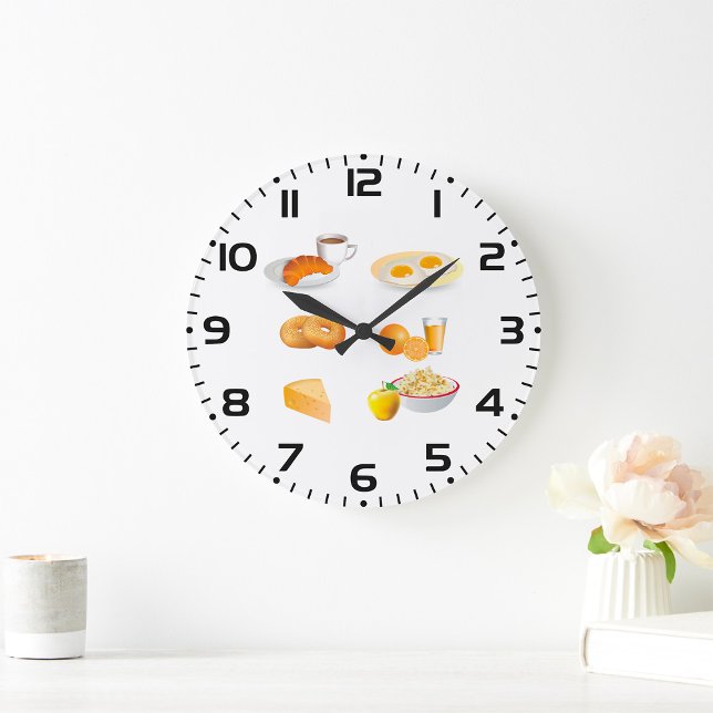 Relógio Grande Café da Comida, Croissant, Ovos, Sacos (Criador carregado)