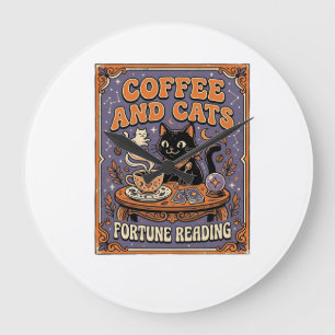 Relógio Grande Café E Gatos Gato Folhas De Chá De Café Leitura De
