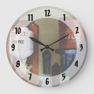 Relógio Grande Café e Grinder de Café
