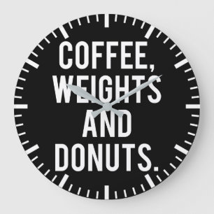 Relógio Grande Café, Pesos e Rosquinhas - Engraçado Gym Novelty