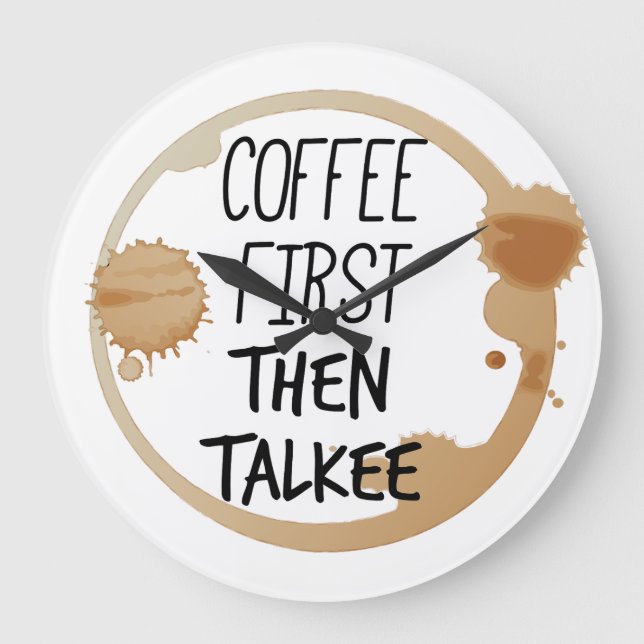 Relógio Grande Café Primeiro Fale Sobre Chifres De Mug (Frente)